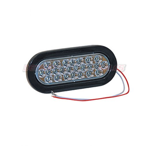6-1/2" Oval Backup Light, 24 LED Clear w/ Grommet & Plug